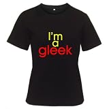 Womens Black T-Shirt of Im A Gleek (from Glee TV Show)