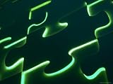 Black Puzzle with Green Light Shining Through the Cracks Sports Photographic Poster Print, 16x12