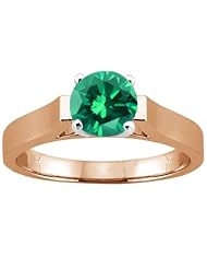 0.80 Ct Round Green SI1/SI2 Diamond 18K Rose Gold Solitaire Ring
