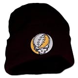 Grateful Dead Black Beanie ~ Steal your Face Skull/Lightening Beanie Cap/Hat