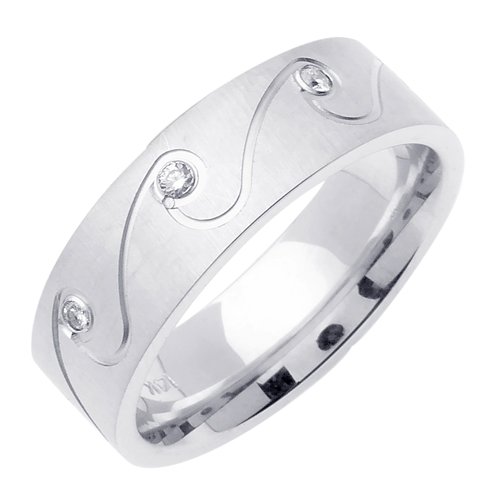 Elegant Diamond Wedding Bands With Comfort Fit 14K White Gold Can Also Be Made In Platinum or Other Colors 18K And 24K Is Also Available 7mm 0.16ct tw SI1 Clearity and H or I Color