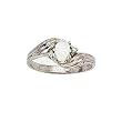 14K White Gold 0.03 ct. Diamond and 6 x 4 MM Oval Shaped Opal Ring