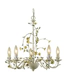 AF Lighting 7046-5H Star Flower Candle Base Chandelier, Cut Metal with Antique Cream Finish