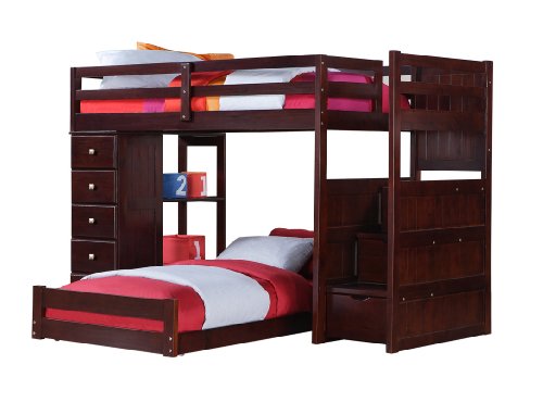 Twin over Twin Modular Stairway Loft Bed with Chest