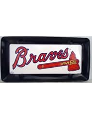 Atlanta Braves, over Tomahawk , Metal Sign, in a Black Stainless Steel Metal Border,,15B1.6&1B3.4