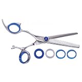Shark Fin Hair Shears Professional Line Stainless Left Handed Swivel Texturizer 28T Thinner + Scissor Case + Bella Via Hair Glitz Shimmering Hair Tinsel the Hottest Trend in Hair Accessories