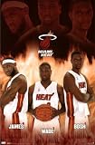 Miami Heat LeBron James Dwyane Wade Chris Bosh Sports Poster Print - 22x34