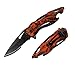 Rogue River Tactical Blaze Orange Camo Police Style Rescue Folding Pocket Knife Multi Function Spring Assisted Opening,Glass Breaker Bottle Opener Belt Clip Hunting