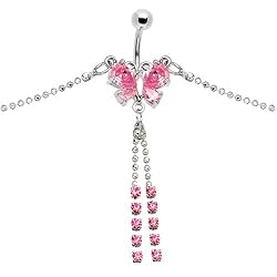Pink Striking Gem Butterfly Belly Chain