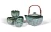 5-pc Japanese Tea Set - Sea Green with Black Japanese Characters