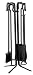 UniFlame 5 Piece Triple-Plated Black Wrought Iron Fireset W/ Crook Handles