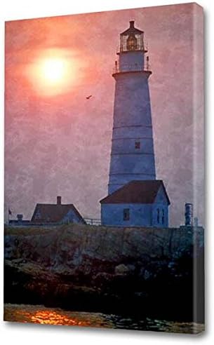 Menaul Fine Art "Boston Light" Limited Edition Artwork, 24 x 36", Pink/Red/Salmon/White/Blue/Brown/Black/Green/Gray
