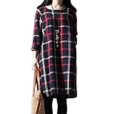 (マーシェル) Marshel マタニティ ワンピース 綿 チェック ネイビー L