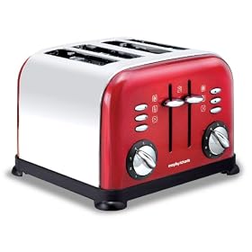 Morphy Richards Accents 44732 4 Slice Toaster, Red