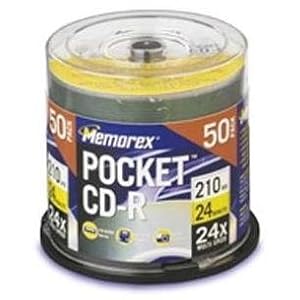Memorex 210 MB 24x Pocket CD-R Mini-Discs (50-Pack Spindle) by 