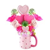 Sweet Froggies Hard Candy Gourmet Lollipop Bouquet in Coffee Mug - Romantic Valentines Day Gift Idea for Men or Women