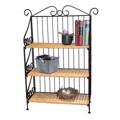 4D Concepts Metal and Wicker Bookcase On Sale