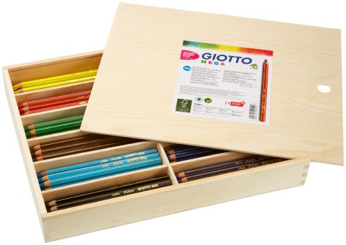 Giotto 5205 00 - Mega Holzkiste mit Deckel 144 Dickkernfarbstifte (12 x 12)