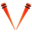 No Piercing Required - High Quality Orange Acrylic Fake Tapers - Imitation 2G with Rubber Bands - Very Strong Magnets - Sold as a Pair