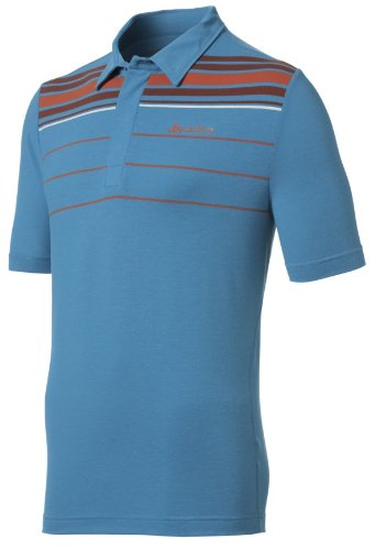 Odlo Herren Polo Shirt Stripes Short Sleeve Sprinter, stripes enamel blue - mecca orange,  Preisvergleich