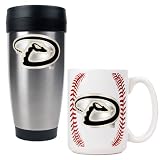 Arizona Diamondbacks Stainless Steel Travel Tumbler & Gameball Ceramic Mug Set - Primary Logo MLB Baseball