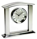 Silver & Glass Finish Quartz Mantel Clock with Alarm