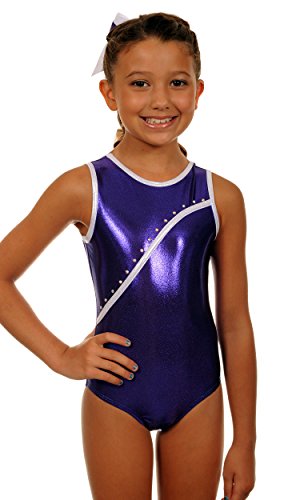 TW Big Girl's Leotard Bree | Purple Rhinestone-Child: 14-16