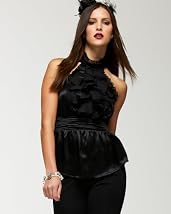 Silk Ruffle Pleat Halter