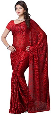 Diva Fashion Women's Surat Brasso Printed Saree Free Size Blue