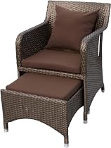 Ambientehome 63759 Sessel Ghana inklusive Fußhocker Polyrattan bronze