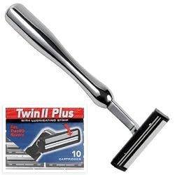 Heavyweight All Metal Chrome Trac II compatible Razor and 10 Personna Twin 2 Blades