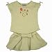 One Kid sage/cream stripe knit skort/flower shirt