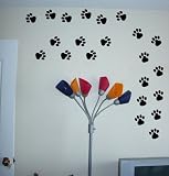 Set of 24 Dog Paw Prints Wall Art Vinyl Graphic Stickers Decals