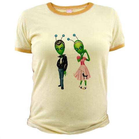 Best Price Alien Couple Funny Jr. Ringer T-Shirt by CafePress