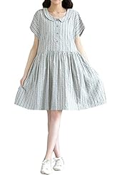 Cotton Short Sleeves Skater Dress 