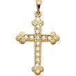 14K Yellow Gold Diamond Cross Pendant - 22.50x16.50mm