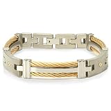 Mens Titanium Golden Cable Link Bracelet