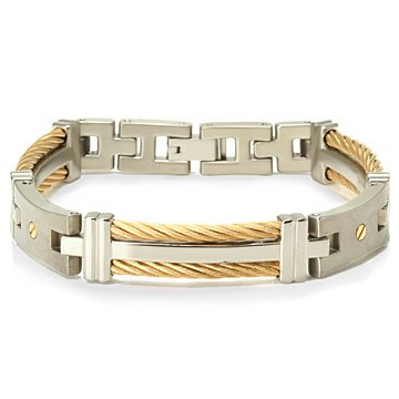 Mens Titanium Golden Cable Link Bracelet