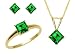 Jewelry : 10k Yellow Gold, May Birthstone, Lab Created Emerald Ring, Pendant and Earring Set, Ring Size 7