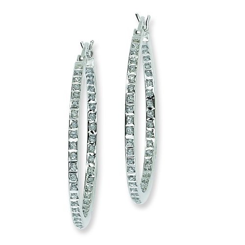Diamond Hoop Earrings:Sterling Silver IJ Diamond Hoop Earrings Images