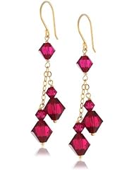 Swarovski Elements Crystal Colored Multi-Bicone Gold over Sterling Silver Chain and Earwire Drop Earrings