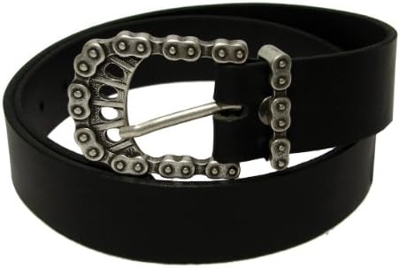 Tobacco Road Rocker Black Leather Belt Gear Chain Buckle Belt Size: 32