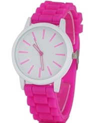 2013newestseller Rose Red Fashion Women Geneva Silicone Rubber Jelly Gel Quartz Analog Sports Wrist Watch