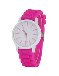 Sotijobs Unisex Men Women Silicon Band Puddy Color Analog Quartz Wrist Sports Watch Rose