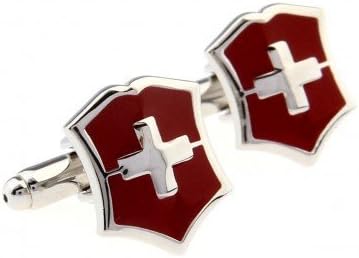 Tiny Susie personlized swiss shield logo theme pattern enamel stainless steel brass shirt blouse cufflinks cuff links