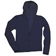 Navy Blue Classic Fleece Raw Edge Hoodie for Junior and Girl Sizes. Fleece, unfinished edges.