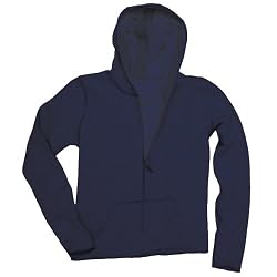 Navy Blue Classic Fleece Raw Edge Hoodie for Junior and Girl Sizes. Fleece, unfinished edges.