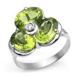 18k White Gold Peridot and Diamond Flower Ring