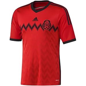 adidas MEXICO FMF AWAY JERSEY 2014 (LARGE/ADULTS, RED/BLACK)