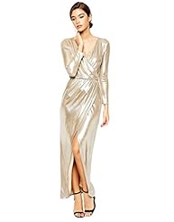 Sexy V-neck Long Sleeves Ruched Wrap Glittering Bodycon Dress/Party Dress/Maxi Dress 